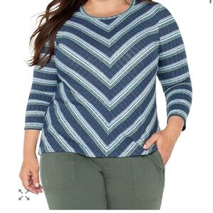 Liverpool Los Angeles Plus Striped Long sleeve Top Size 2X